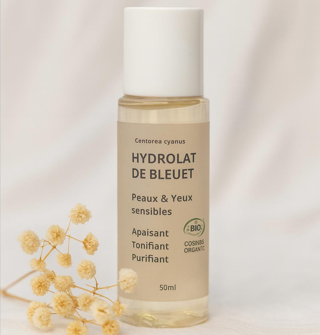 Hydrolat bleuet bio apaisant décongestionnant Akayia Nature — 50ml contour des yeux peaux sensibles