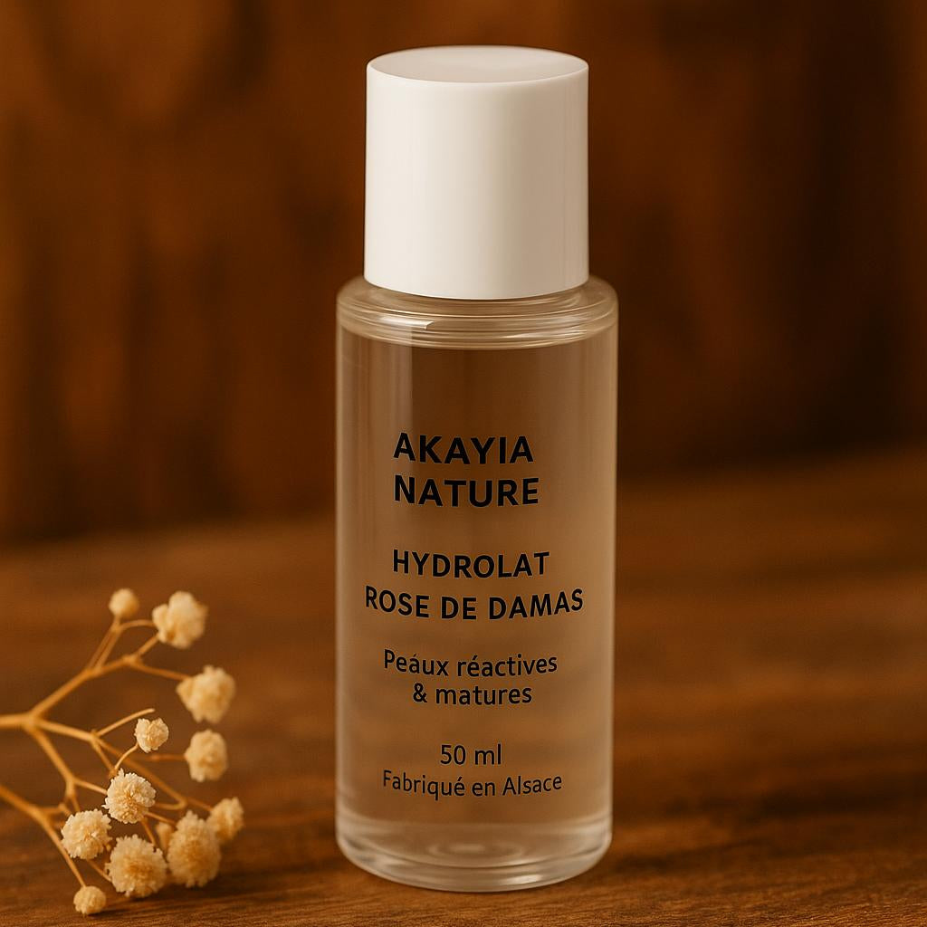 Hydrolat rose de Damas bio tonique astringent Akayia Nature — 50ml peaux matures et sensibles