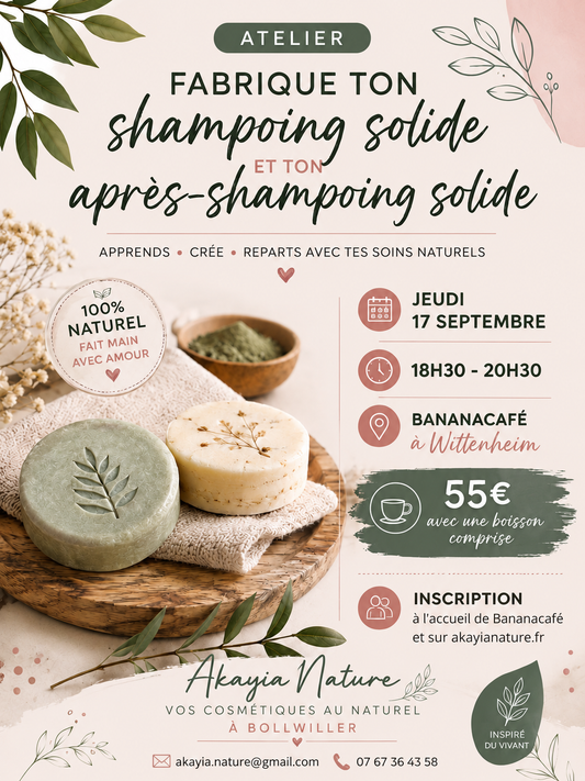 Atelier – Fabrique ton shampoing solide & ton après-shampoing solide